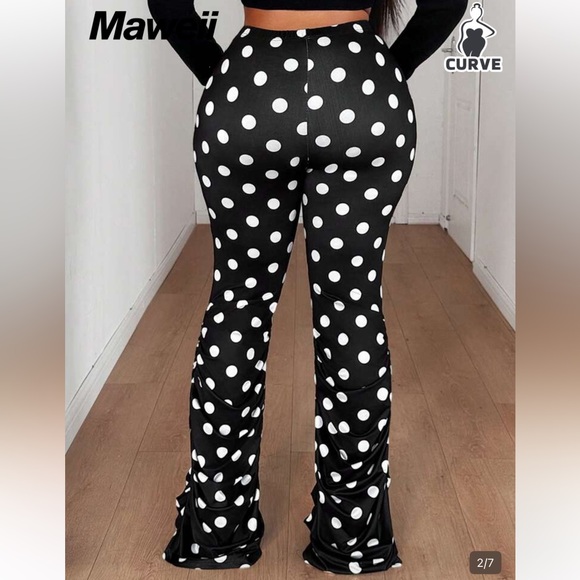 Black and White Polka Dot Flare Pants - Picture 2 of 3